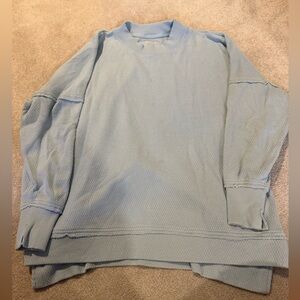 aerie Light Blue Waffle Crewneck Sweater